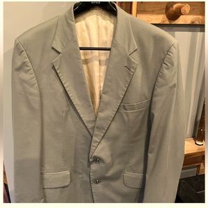 LL Bean Blazer 2 Button jacket sport Coat Men’s 44L Light Olive Green cotton USA